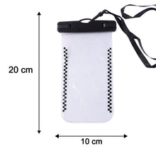 Size diagram indicating dimensions of waterproof mobile pouch