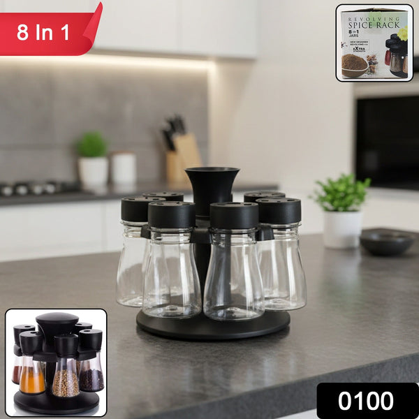 Revolving spice jar set with easy-access stand