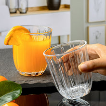 Classic clear glass tumblers with vertical ribbed finish