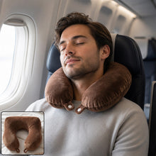 Men's U Shaped Soft Brown Plush Travel Neck Pillow for Head Support (1 Pc)