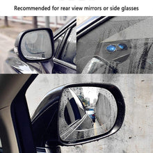 A car driving in rainy conditions, showcasing the effectiveness of the anti fog mirror film.