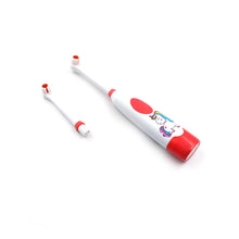 Detailed view of the electric toothbrush handle and soft bristles.