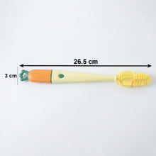 Size guide for bottle cleaning brush, showing length and diameter.
