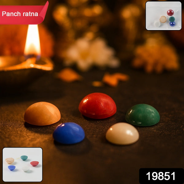 Vibrant Panch Ratna stone set for pooja, enhancing spiritual energy.