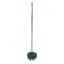 The cobweb cleaning brush demonstrating its full extension for cleaning high areas.
