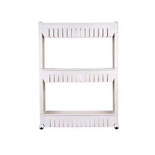 Diagram showing the dimensions of the slim storage rack for fitting into narrow spaces.