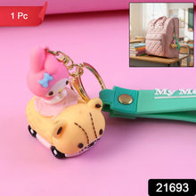 Adorable cartoon key ring charm on silicone strap for bags