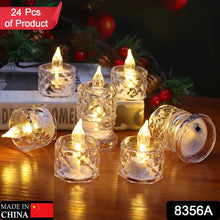 24 Pcs Flameless and Smokeless Decorative Acrylic Candles Transparent Led Tea Light Candle for Gifting, House, Diwali, Christmas, Festival, Events Decor Candles, Diwali