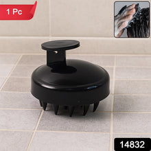 Close-up of soft silicone bristles on scalp massage shampoo brush