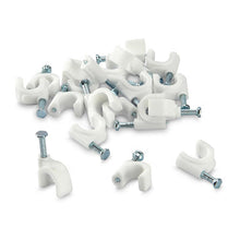 Close-up of a full pack of 100 GlimmerHome 6MM cable clips.
