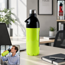 Clear large capacity 1700ml water bottle with a secure leakproof lid and carry strap.