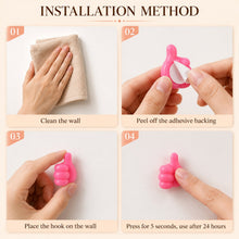 Installation steps for thumb cable holder — peel and stick