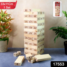 Classic wooden stacking block game set with dice