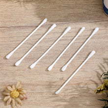 Premium baby cotton swabs showing flexible and durable plastic sticks