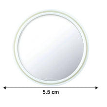 Diagram detailing dimensions of white round car blind spot mirror