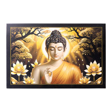 Decorative Lord Buddha Wall Painting with Wooden Frame Mix Design, 45x30 Cm Approx (1 Pc)