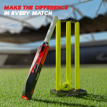 Detailed image of plastic cricket bat's blade and handle
