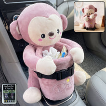 Car trash can and tissue box holder with cute plush monkey design (1 pc)