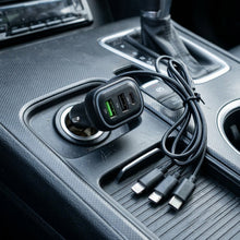 Car charger adapter with multiple USB ports and LED lighting