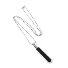 Pendant necklace featuring simple rectangular bar design