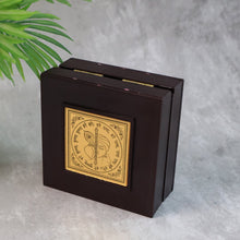 Golden Charan Paduka in Wooden Box – Spiritual Gift & Pooja Accessory