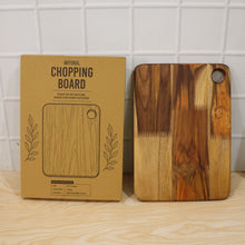 Thick wooden cutting board for chopping and serving in the kitchen