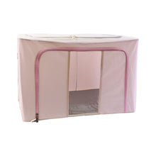Close-up of fabric material on foldable clothes storage box
