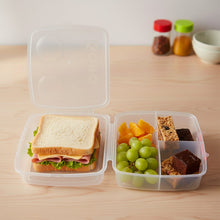 Lunch organizer container with leak-resistant snap-lock lid