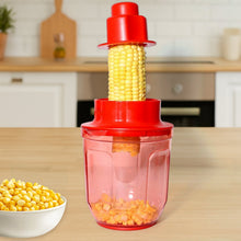 Side view of corn cutter with sharp steel blades