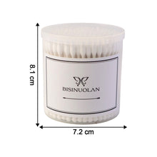 Detailed close-up of a cotton ear bud highlighting cotton tip texture