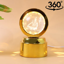 Crystal ball night light with Hindu deity engraving on rotating base