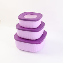 Leak-resistant food saver container set with coordinated colours