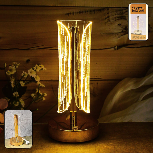 Luxury Tall Cylinder Shape Crystal Table Lamp