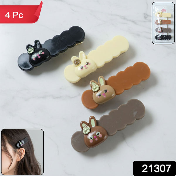 Bunny design snap clip hair accessory set for women