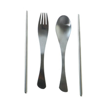 Eco friendly reusable cutlery with spoon, fork and chopsticks