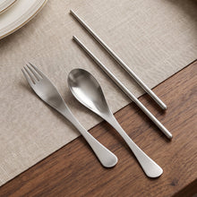 Travel dining set with steel utensils and carry pouch