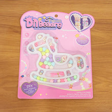 Children's creative beadwork kit including alphabet and flower beads with string