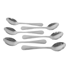 Heavy-duty stainless steel spoons carefully arranged in a set of six