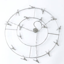 Circular drying rack with clips for socks, gloves and towels
