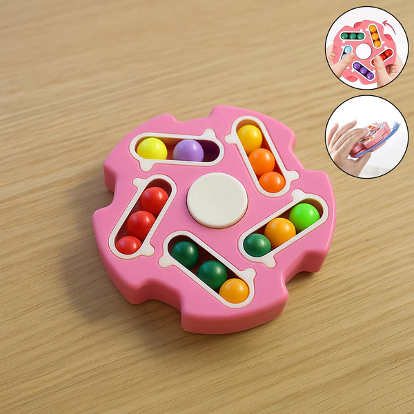 Fidget Magic Cube Spinner Toy showing the multi-track sliding bead puzzle for stress relief and focus.