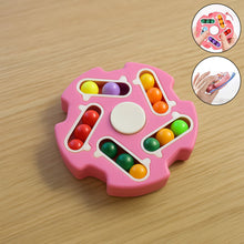 Fidget Magic Cube Spinner Toy showing the multi-track sliding bead puzzle for stress relief and focus.
