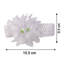 Close-up of floral headband for babies, comfortable elastic material
