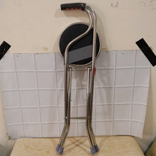Heavy duty folding walking stick chair with backrest and seat