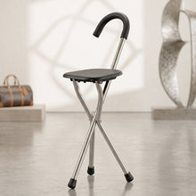Adjustable folding walking stick with seat for stable support