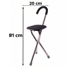 Compact 3 leg cane stool for travel, queues and short breaks