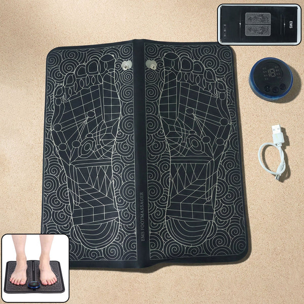 Electric EMS Foot Massage Mat providing foot relaxation with precise pulse zones