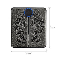 Dimensions illustration of EMS Foot Massage Therapy Mat showing length and width