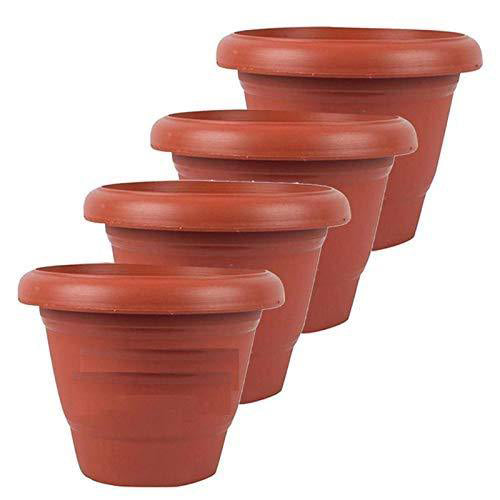 Heavy Plastic Planter Pot in brown, ideal for garden plants.