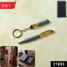 stylish keychain and pen corporate gift set with crystal decoration