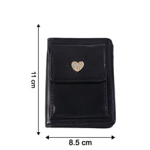 Size comparison of compact snap button card holder wallet